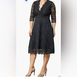 Kiyonna Mademoiselle Black Lace A Line Dress